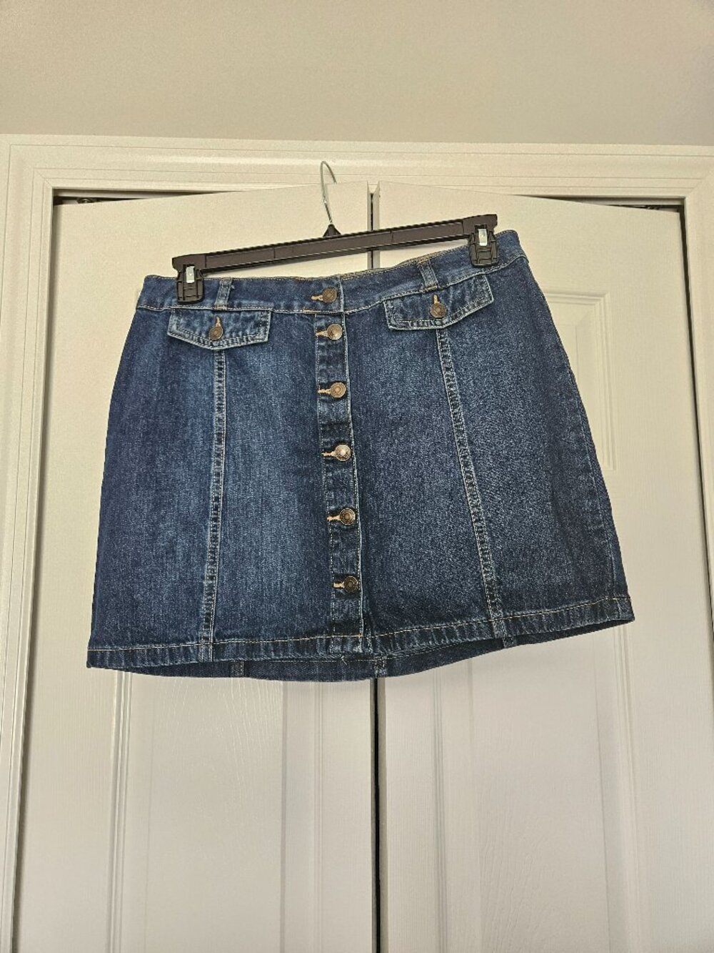 Denim Button-Up Pencil Skirt